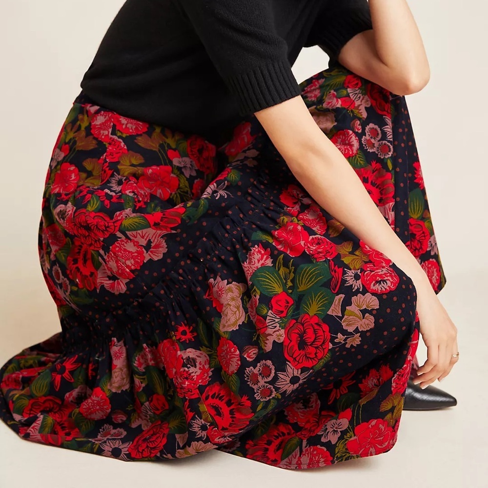 Anthropologie • Eva Franco Danette Tiered Corduroy Maxi Skirt